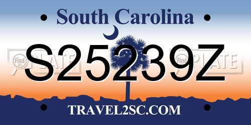 S25239Z South Carolina License Plate
