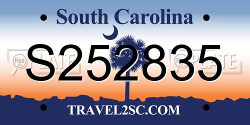 S252835 South Carolina License Plate