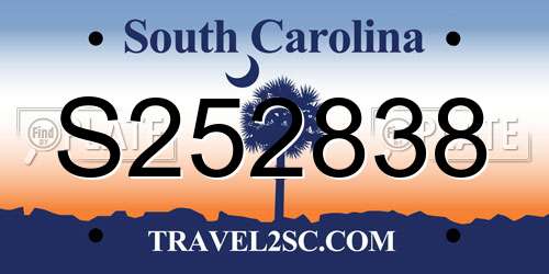 S252838 South Carolina License Plate