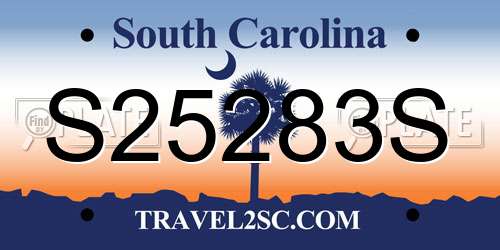 S25283S South Carolina License Plate