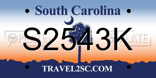 S2543K South Carolina License Plate