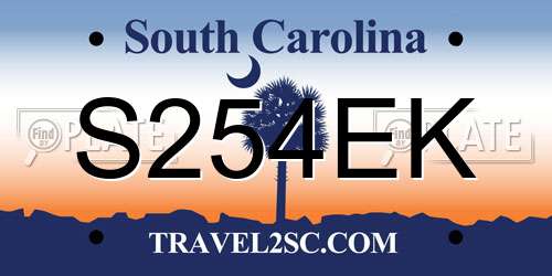 S254EK South Carolina License Plate