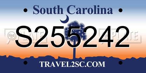 S255242 South Carolina License Plate