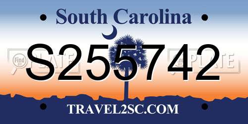 S255742 South Carolina License Plate