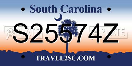 S25574Z South Carolina License Plate