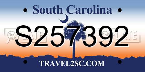 S257392 South Carolina License Plate