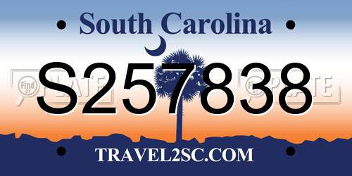 S257838 South Carolina License Plate