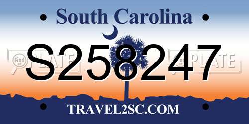 S258247 South Carolina License Plate