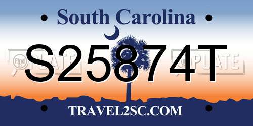 S25874T South Carolina License Plate