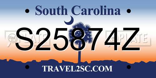 S25874Z South Carolina License Plate