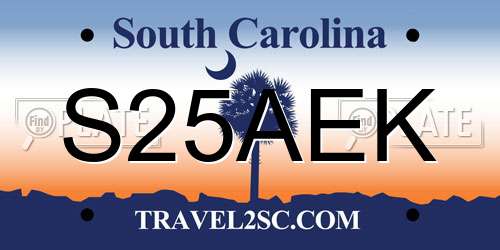 S25AEK South Carolina License Plate