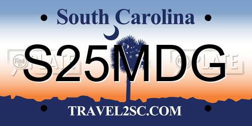 S25MDG South Carolina License Plate
