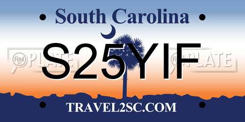 S25YIF South Carolina License Plate