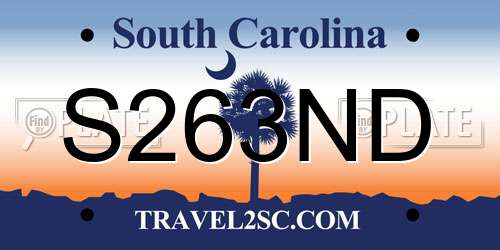S263ND South Carolina License Plate