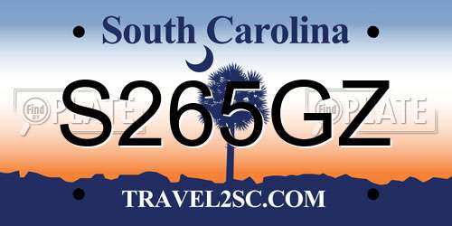 S265GZ South Carolina License Plate