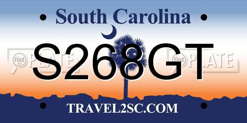 S268GT South Carolina License Plate