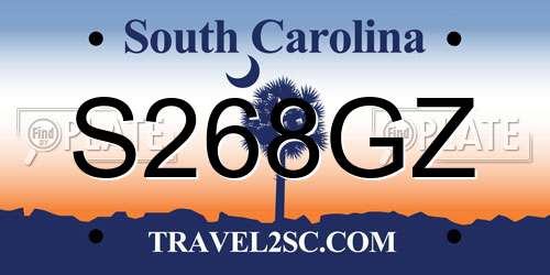 S268GZ South Carolina License Plate