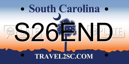 S26END South Carolina License Plate