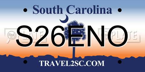 S26ENO South Carolina License Plate