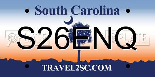 S26ENQ South Carolina License Plate
