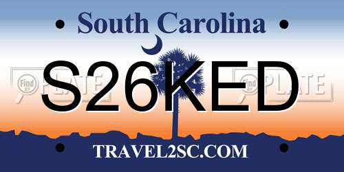 S26KED South Carolina License Plate