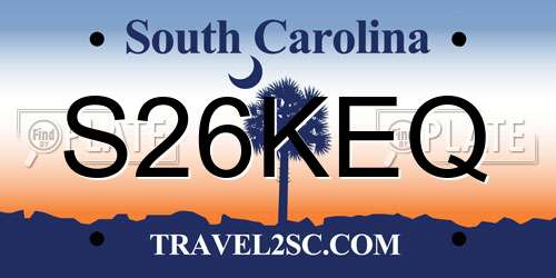 S26KEQ South Carolina License Plate