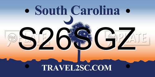 S26SGZ South Carolina License Plate
