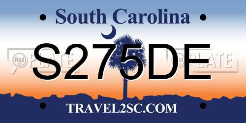 S275DE South Carolina License Plate
