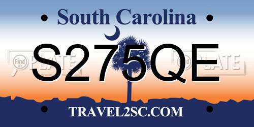S275QE South Carolina License Plate