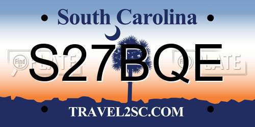 S27BQE South Carolina License Plate