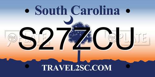 S27ZCU South Carolina License Plate