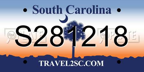S281218 South Carolina License Plate