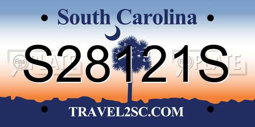 S28121S South Carolina License Plate