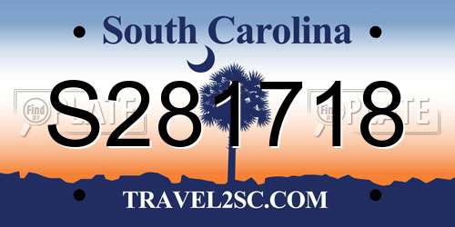S281718 South Carolina License Plate
