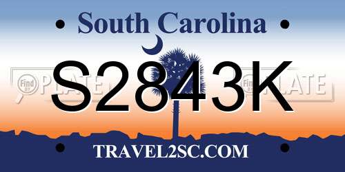 S2843K South Carolina License Plate