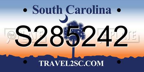 S285242 South Carolina License Plate