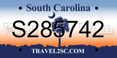 S285742 South Carolina License Plate