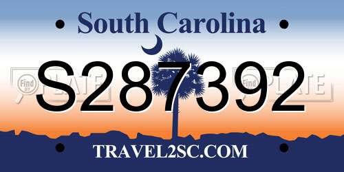 S287392 South Carolina License Plate