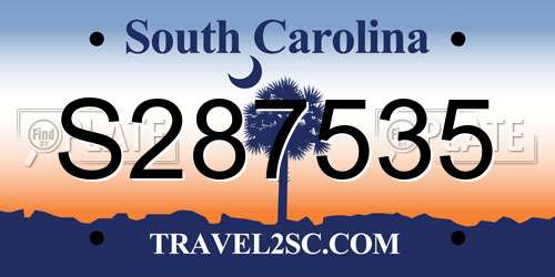 S287535 South Carolina License Plate