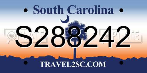 S288242 South Carolina License Plate