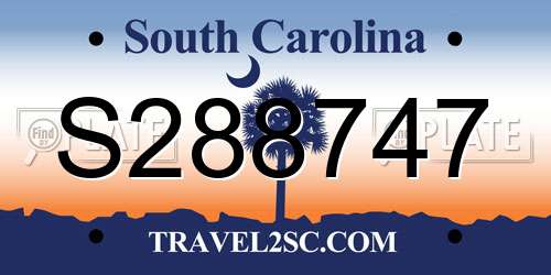 S288747 South Carolina License Plate