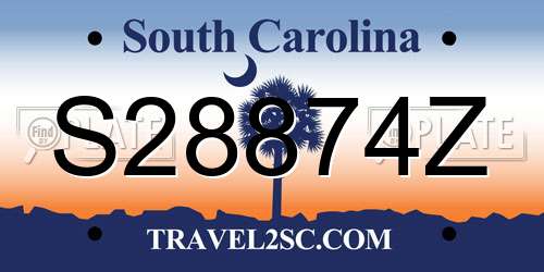 S28874Z South Carolina License Plate