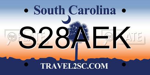 S28AEK South Carolina License Plate