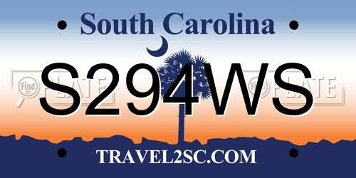 S294WS South Carolina License Plate