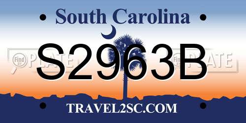 S2963B South Carolina License Plate