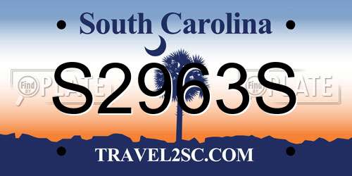S2963S South Carolina License Plate