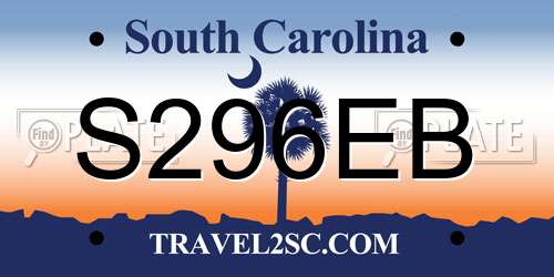 S296EB South Carolina License Plate