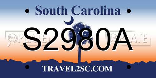 S2980A South Carolina License Plate