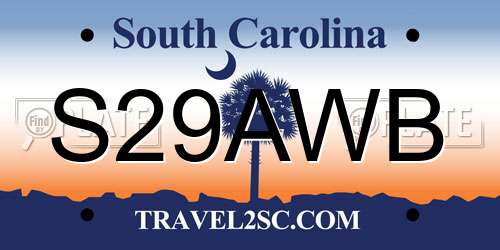 S29AWB South Carolina License Plate
