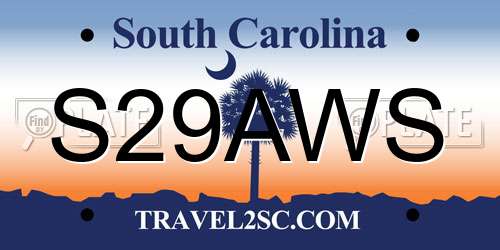 S29AWS South Carolina License Plate